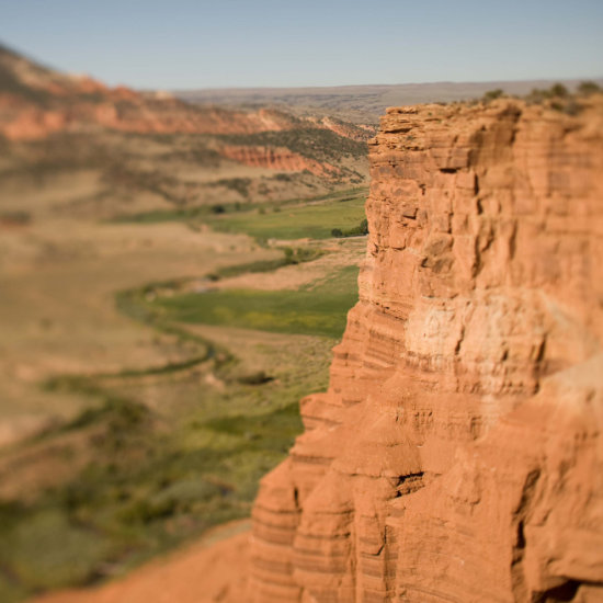A view of the red cliffs from a great height