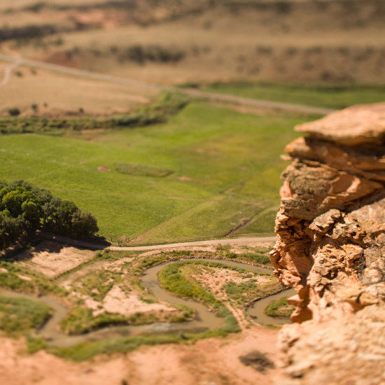 Red River Ranch and the Fremont River as seen from above