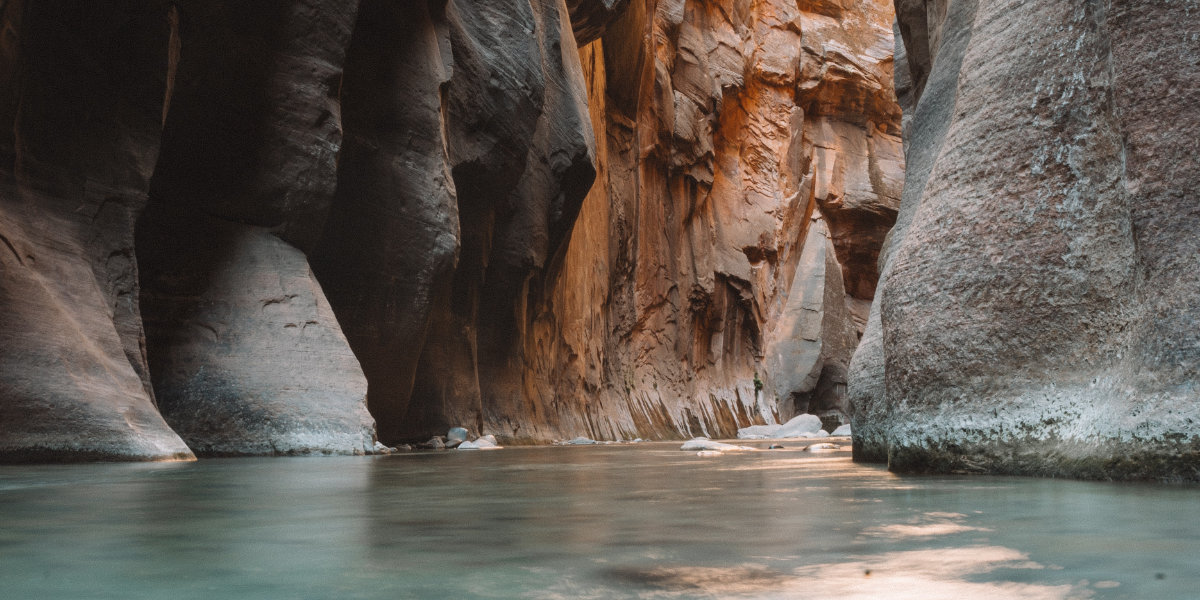 Water in a desert slot canyon