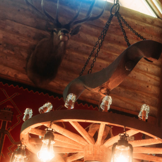 Looking up at the Chandelier in the Great Room