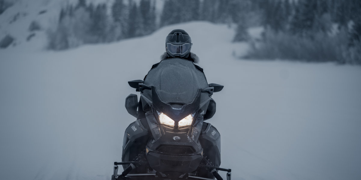 A snowmobile in the snow