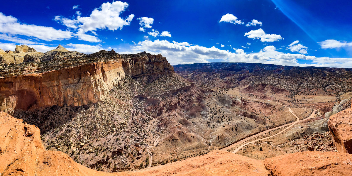 The vast desert expanse as seen from the Cassidy Arch Trail