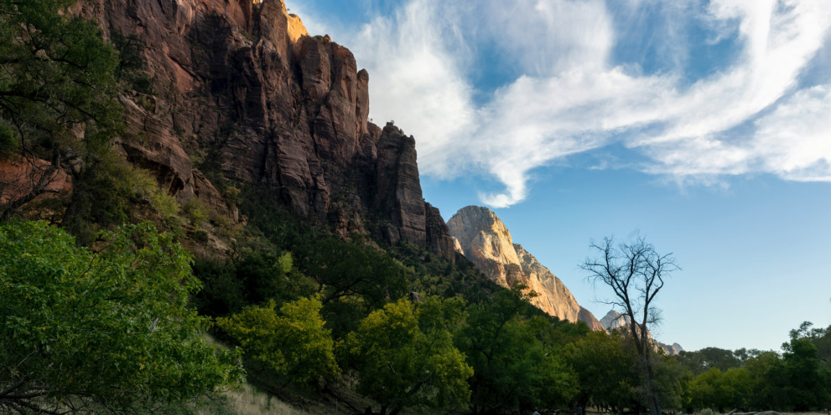The cliff walls of Zion Canyon
