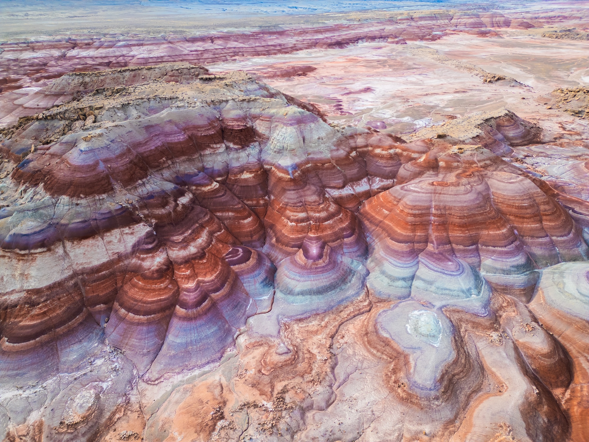 Colorful layered hills near Hanksville, Utah known as Mars Hills