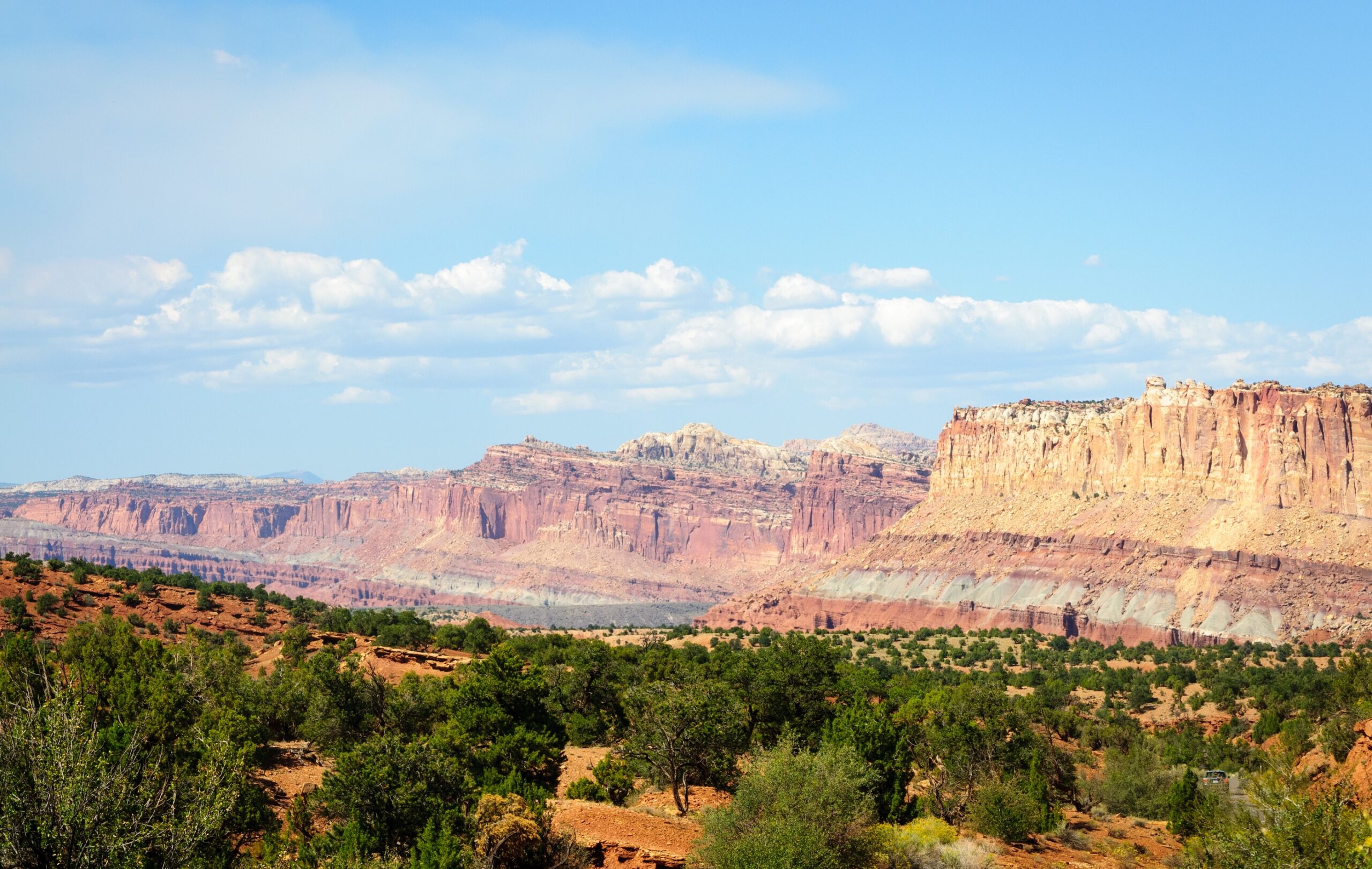 Tilted rock layers of the Waterpocket Fold visible from Panorama Point