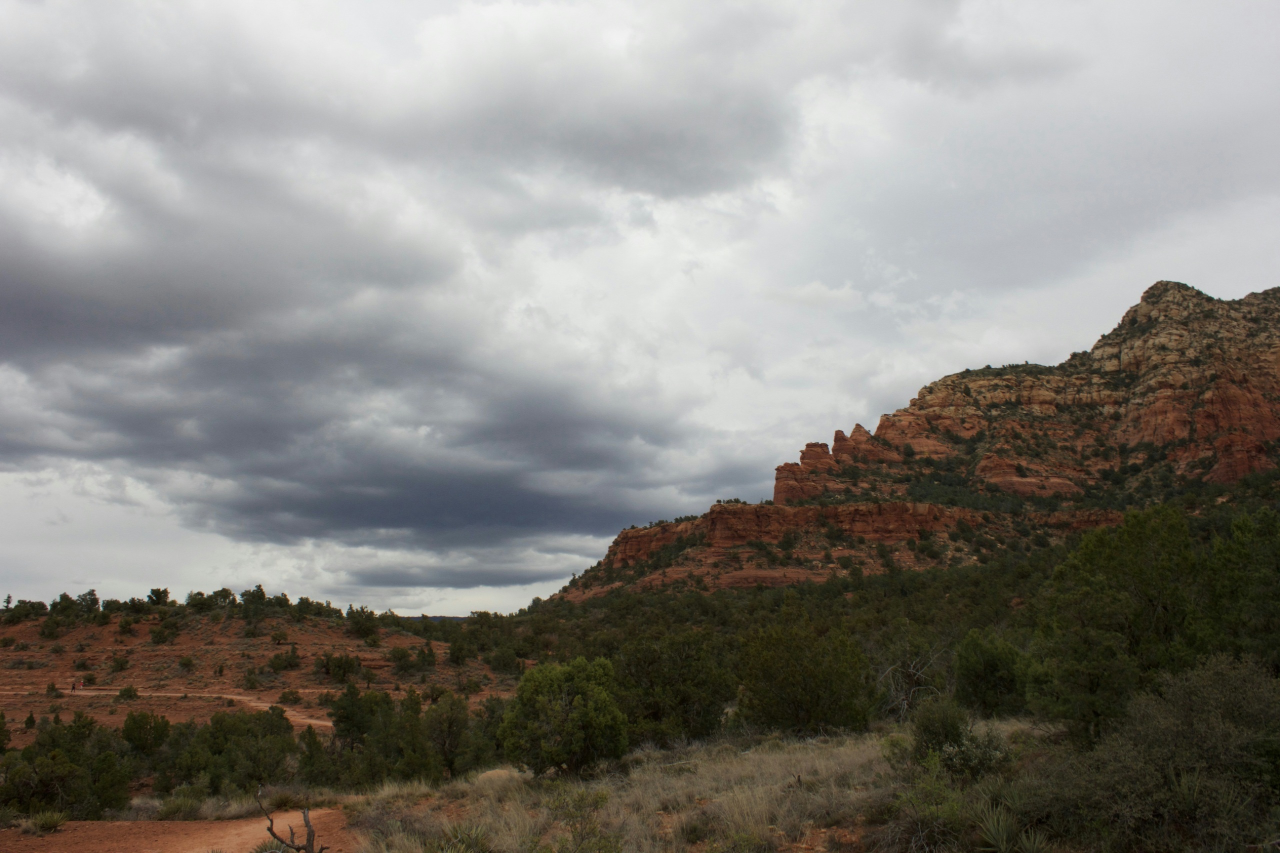 Storm clouds building over red rock country in Southern Utah