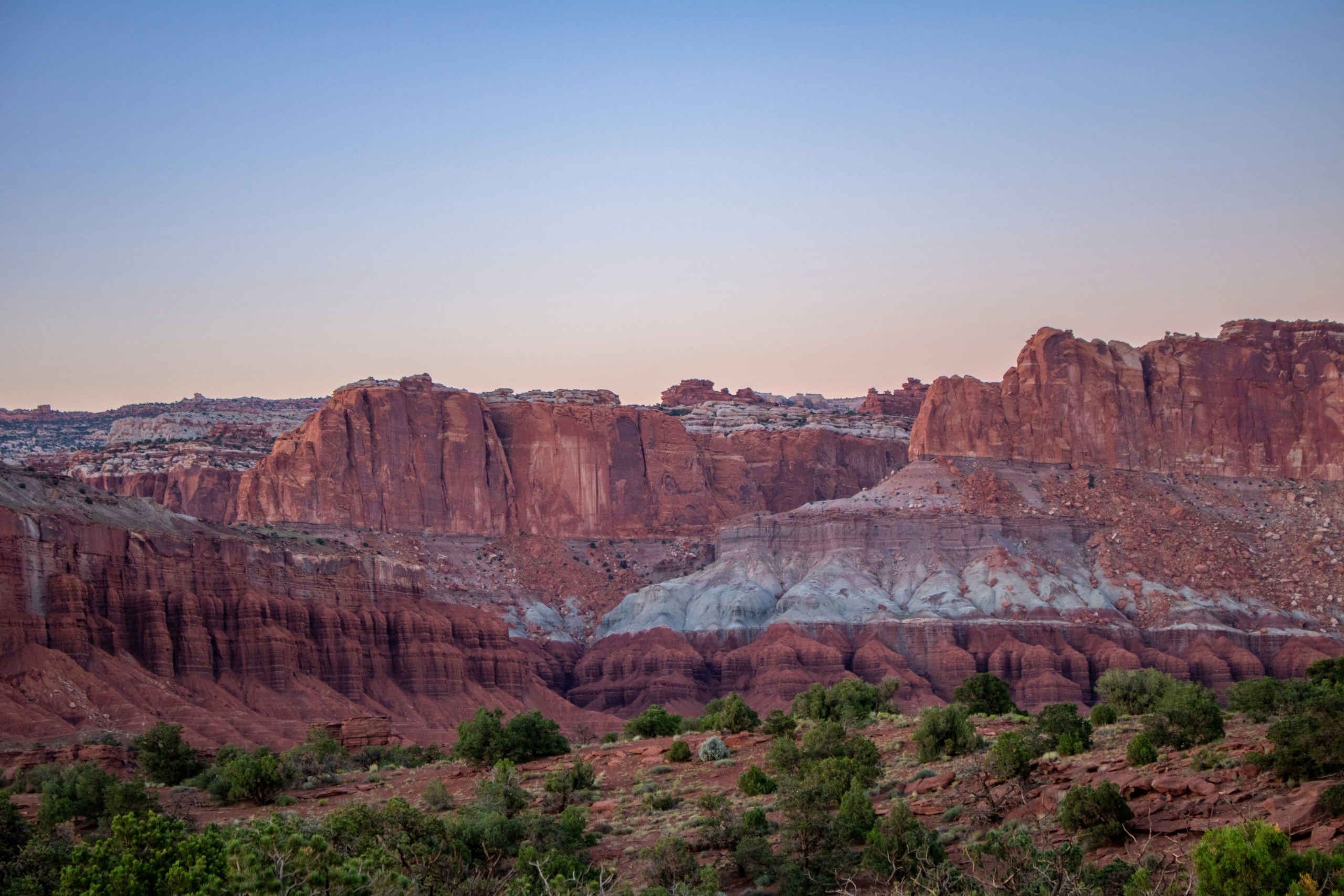 A warm morning hiking trail through red rock country in Southern Utah